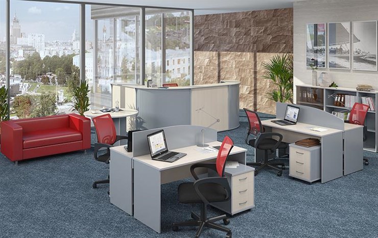 Офисный набор мебели IMAGO четыре рабочих места, стол для переговоров в Симферополе - изображение 1